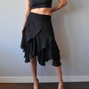 Elegant Black Layered Women's Skirt